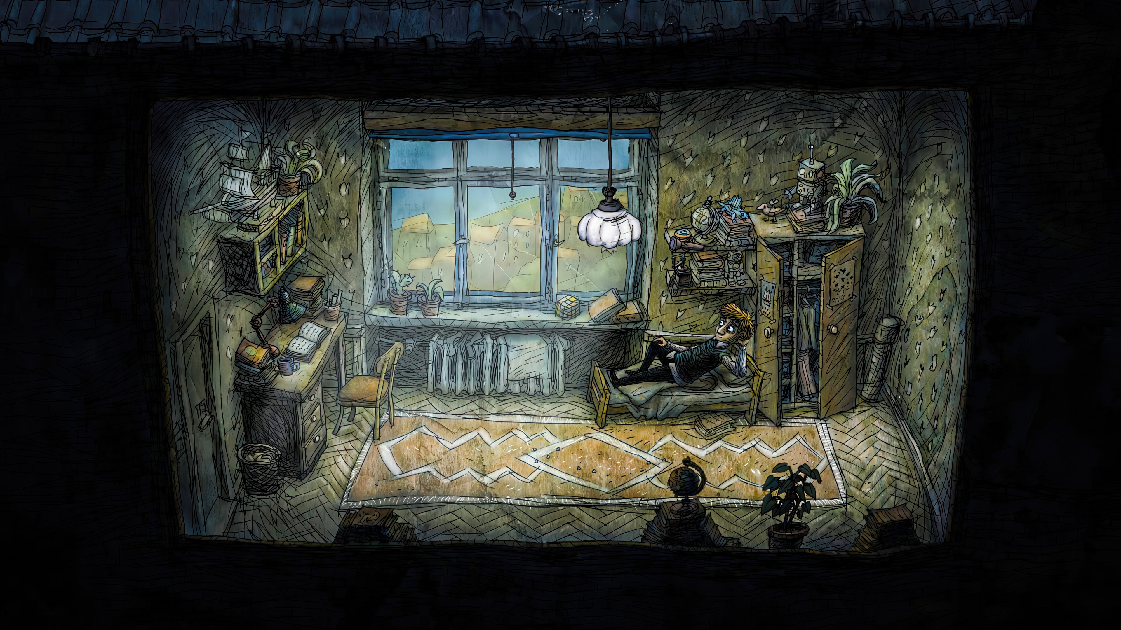 Chilling at home, after conquering the cave — Creaks screenshot or game artwork by JZR SUPOVE