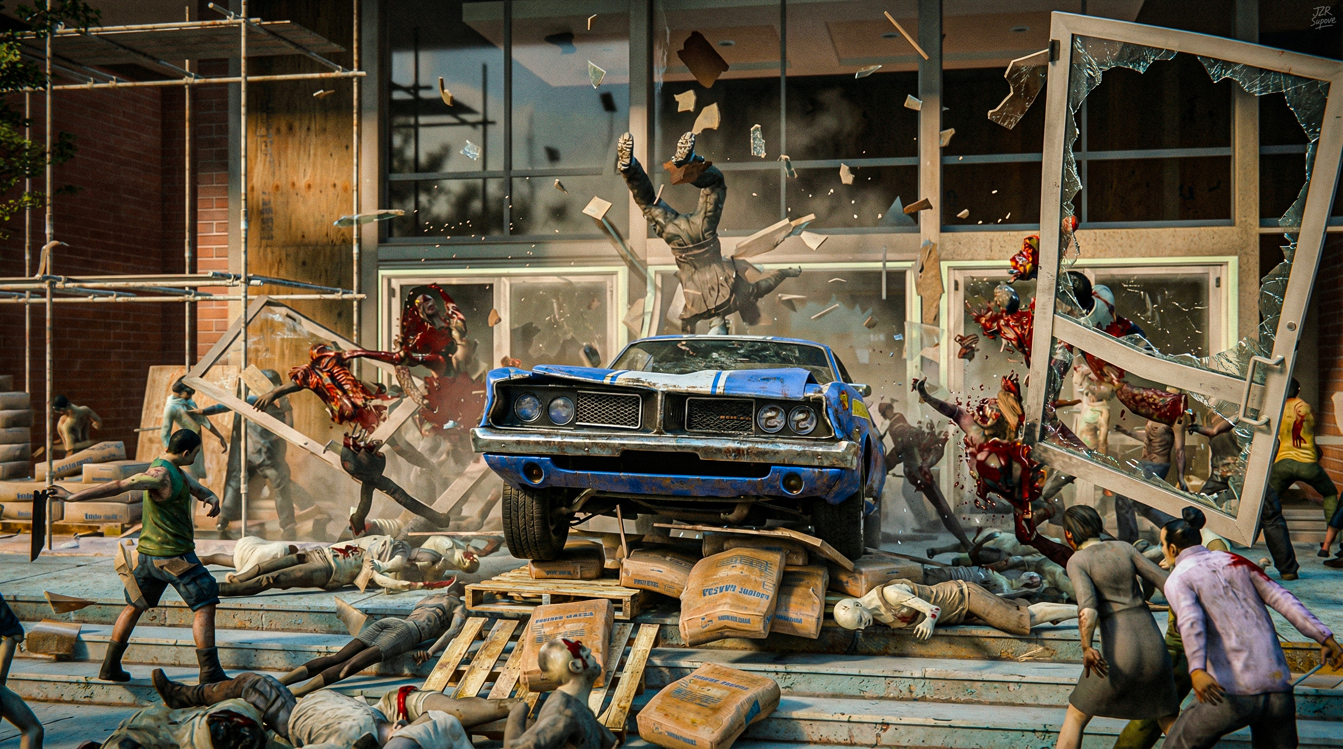 Escaping a zombie-infested building — Left 4 Dead 2 screenshot or game artwork by JZR SUPOVE