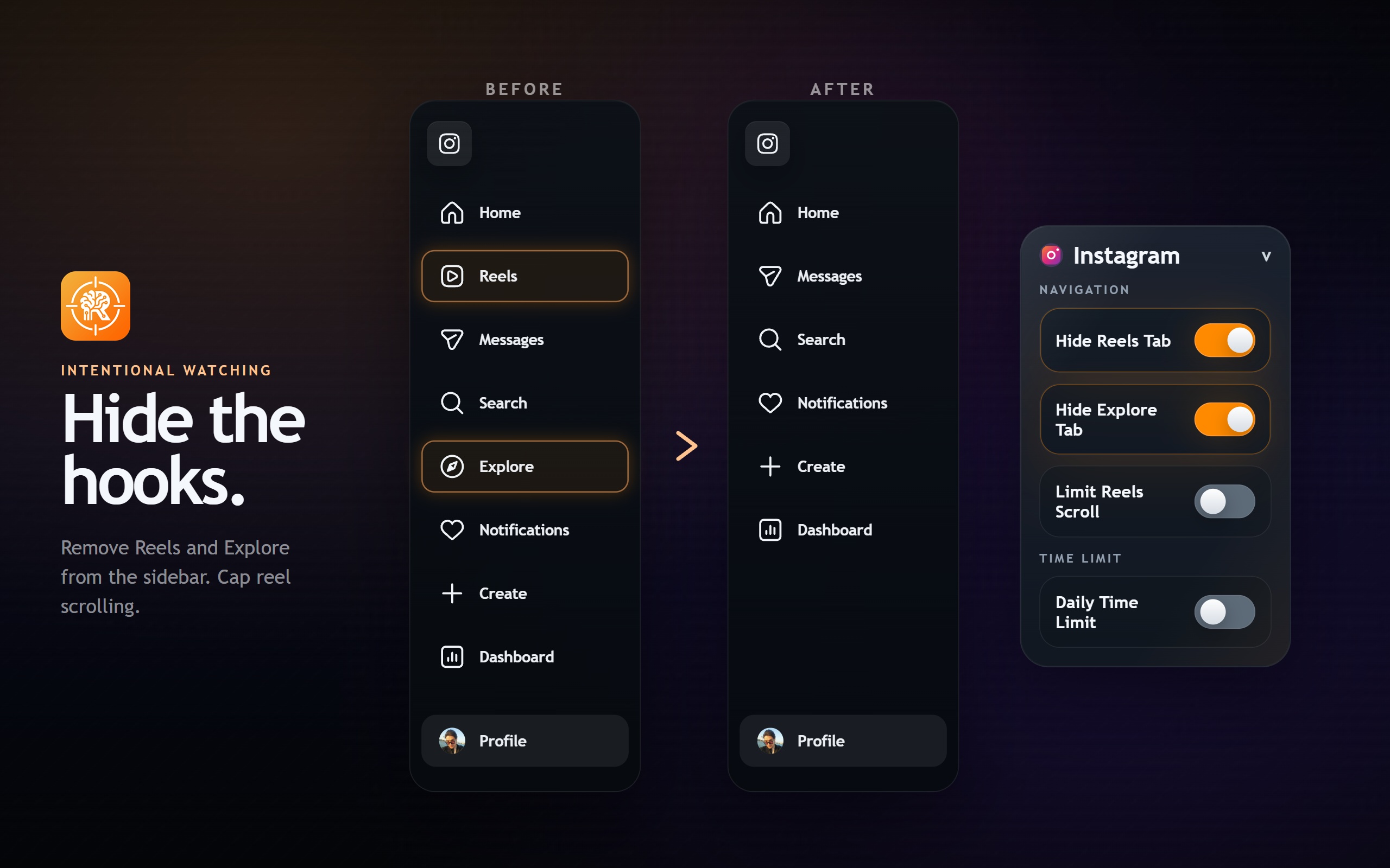 RotCure Instagram hide controls